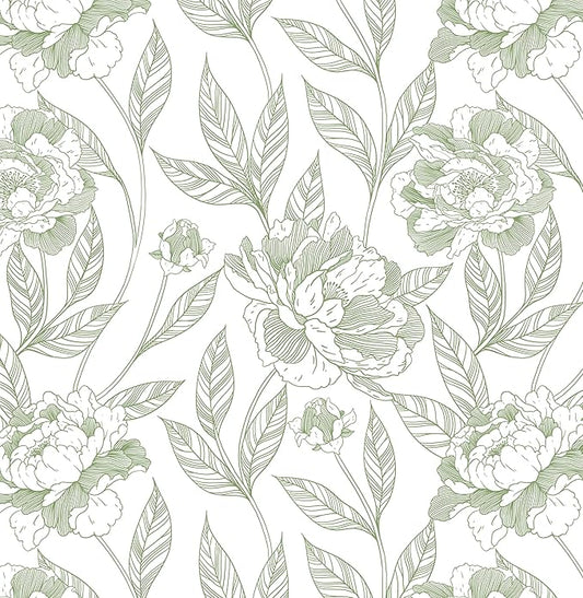 Timeet Peel and Stick Wallpaper Green Floral Wall Paper by Timeet