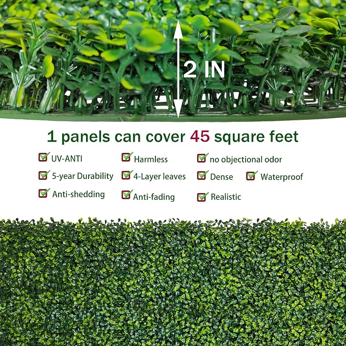 ODTORY Artificial Boxwood Roll Panels: 40 X 160 in UV-Anti Artificial Ivy - Image 3