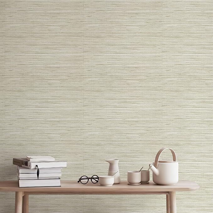 JiffDiff Grasscloth Wallpaper Peel and Stick, 17.3"x472" Cream Grassweave Stick - Image 5