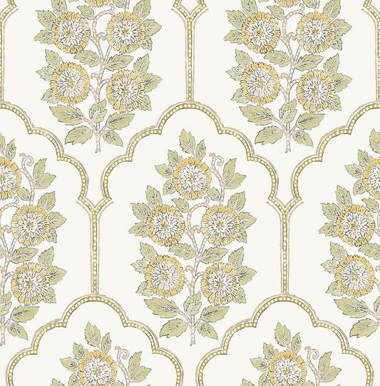 NuWallpaper x Society Social Floral Bazaar Ochre Peel and Stick Wallpaper by NuWallpaper