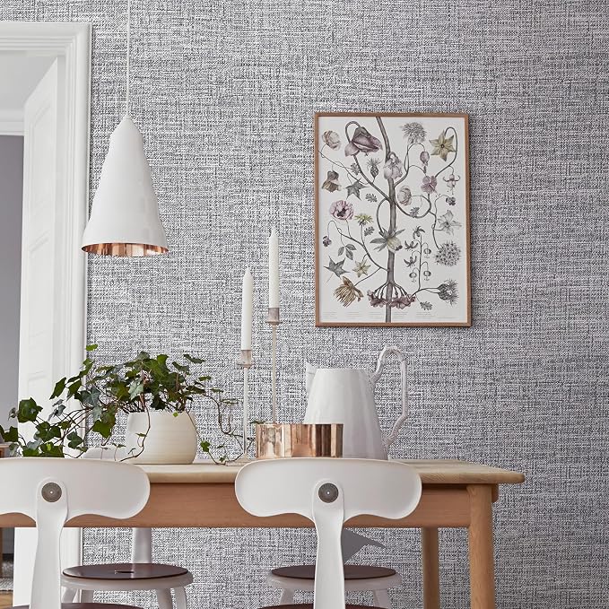 Grey Grasscloth Peel and Stick Wallpaper 17.3"x480" Faux Linen Textured Contact - Image 4