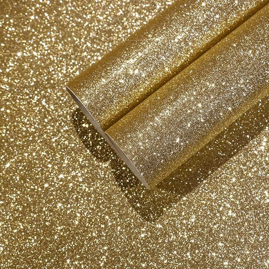 CHIHUT Champagne Gold Glitter Contact Paper Peel and Stick Wallpaper Sparkle by CHIHUT