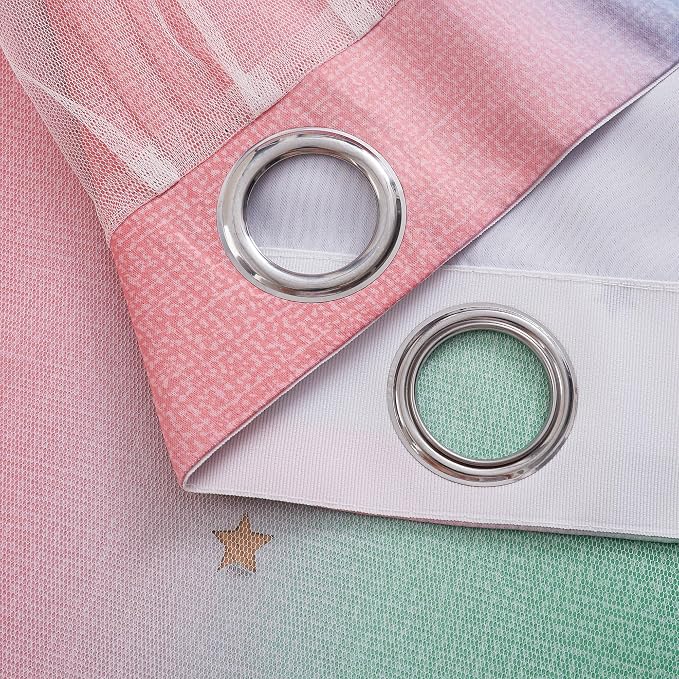 XiDi Pink & Rainbow Curtains for Kids & Girl Bedrooms - Image 5