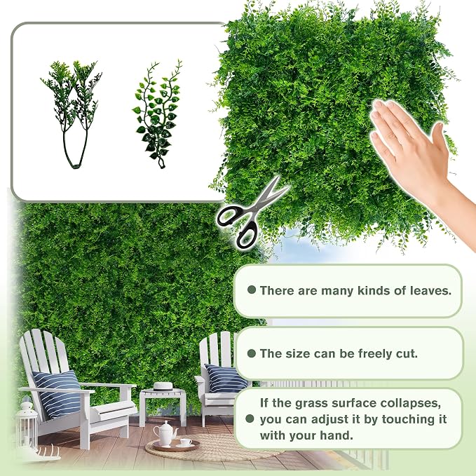 Greenery Faux Grass Wall Backdrop 40"x120"（33.5 SQFT） UV-Anti Artificial Green - Image 3