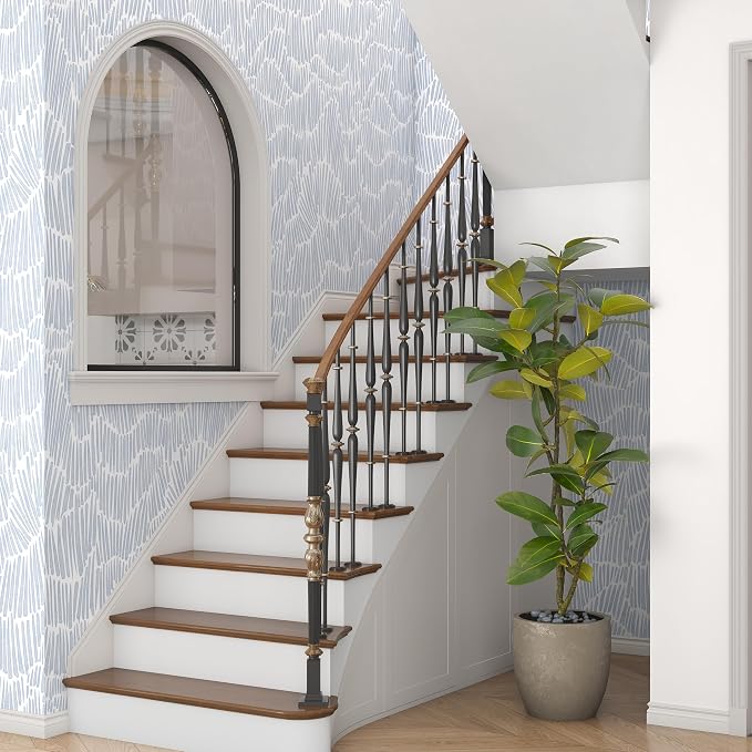Theper Blue Wallpaper 17.3"×78.8" Modern Striped Peel and Stick Wallpaper Boho - Image 7
