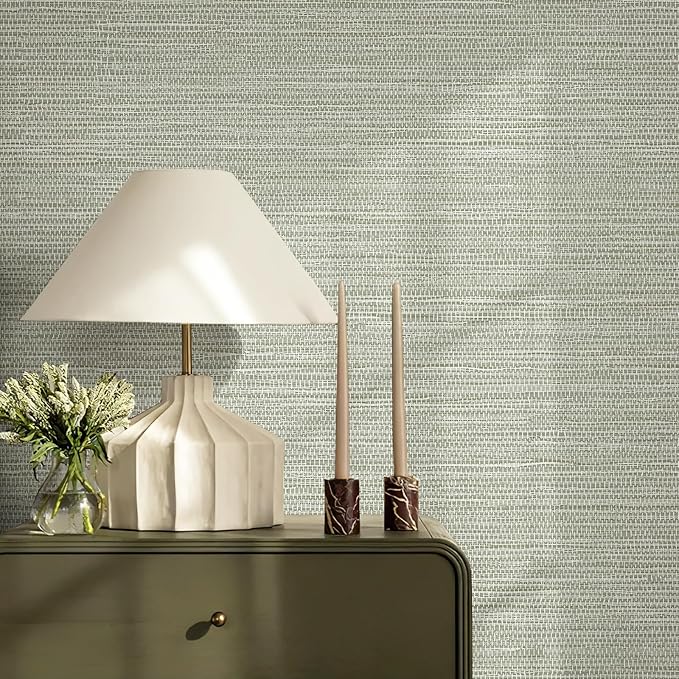 JiffDiff Grasscloth Wallpaper Peel and Stick Cream Grassweave Stick on - Image 5