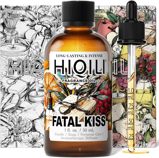 HIQILI Fatal Kiss Fragrance Oil for DIY Soap, Candle & Wardrobe Sachets Making, Add to Shampoo & Laundry Detergent - 1Fl Oz