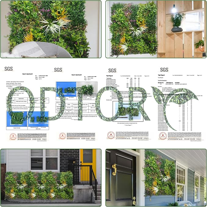 ODTORY Artificial Greenery Grass Wall Panels: 20''x 20'' 8P UV-Anti Faux Ivy - Image 5