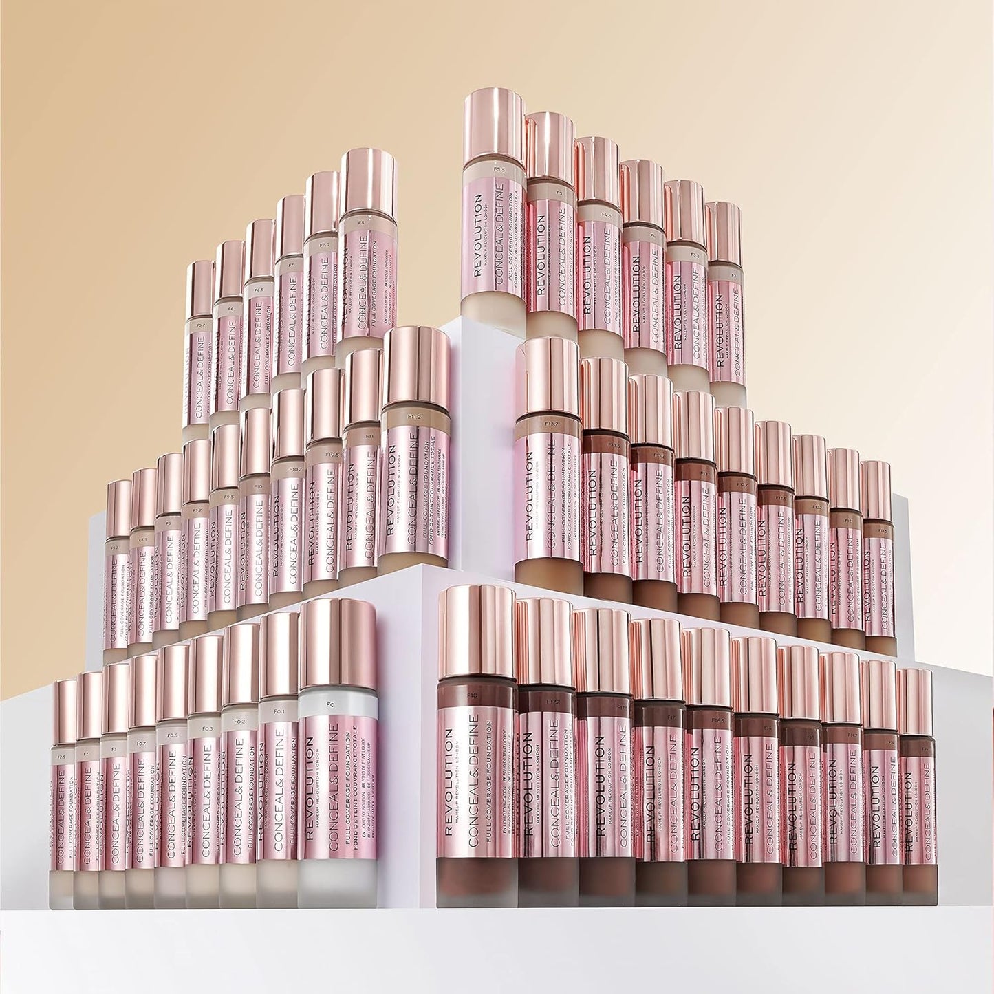 Revolution Beauty, Conceal & Define Foundation, Full Coverage, Long-Lasting Matte Finish, Vegan & Cruelty Free, F1 Fair Skin Tones, 0.8 Fl. Oz.