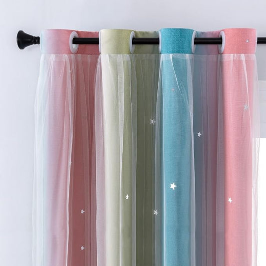 XiDi Curtains for Bedroom Decor, Rainbow Pink-Blue-34-54 by Addsomecolortolife