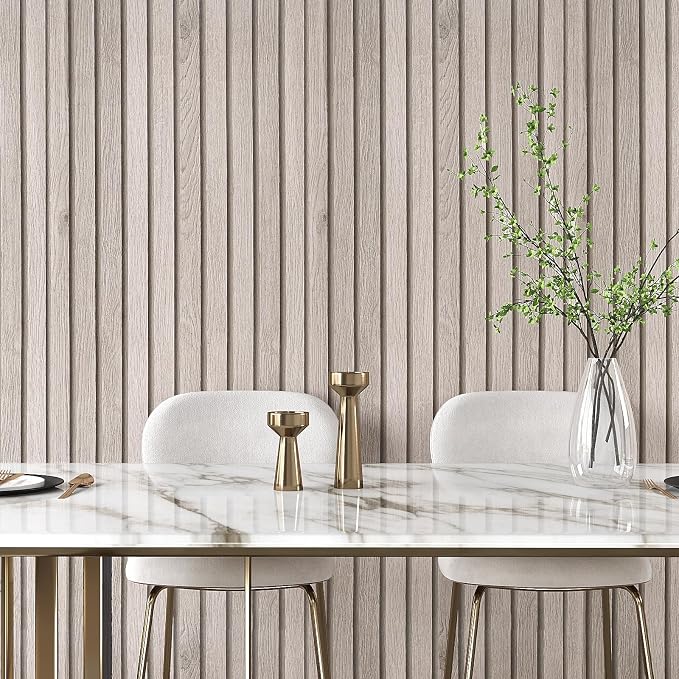 VEELIKE Rustic Grey Oak Wood Slat Peel and Stick Wallpaper 24''x118'' Faux Wood - Image 2