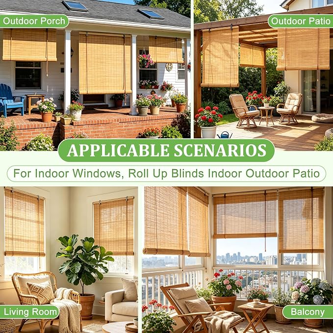 Bamboo Blinds 32x64 inch Bamboo Roman Shades - Image 5
