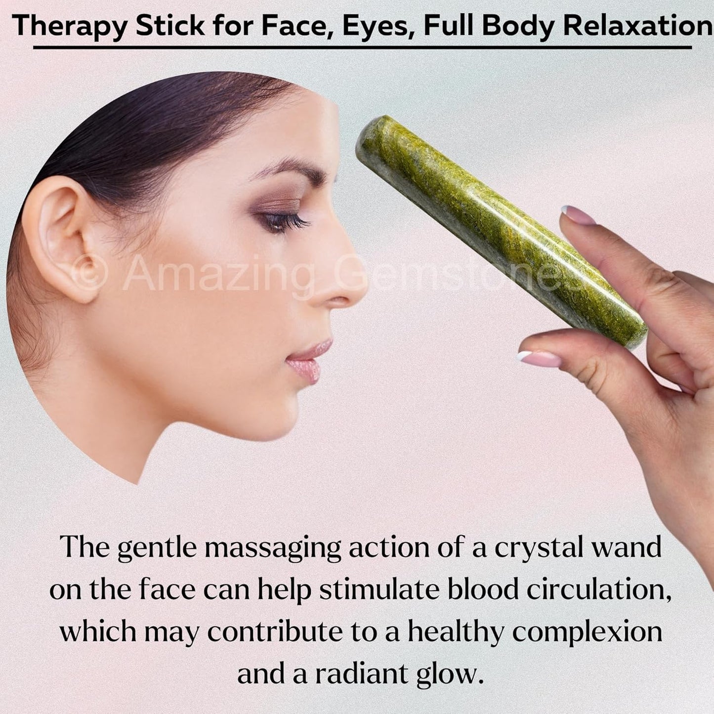 Amazing Gemstone Vesuvianite Crystal Wand Massage Stick - Pelvic Wand Gua Sha for Adults - Crystals and Healing Stones Massage Wands for Adults Gifts (Smooth)