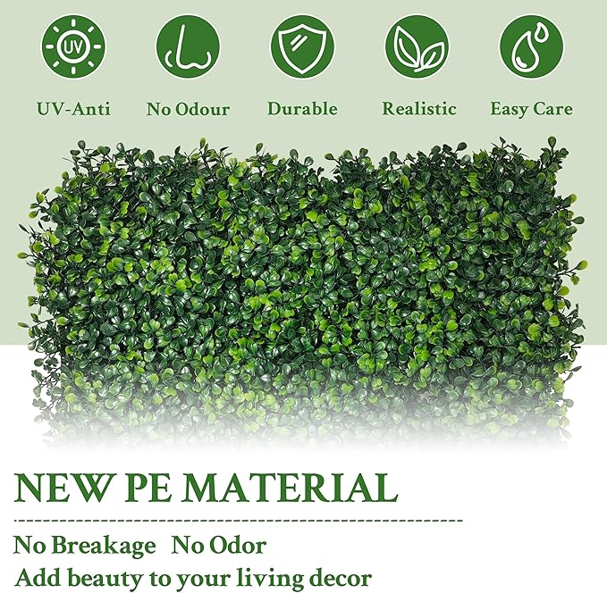 Artificial Ivy Privacy Fence Screen: 120"x 40" UV-Anti Faux Boxwood Roll Grass - Image 4