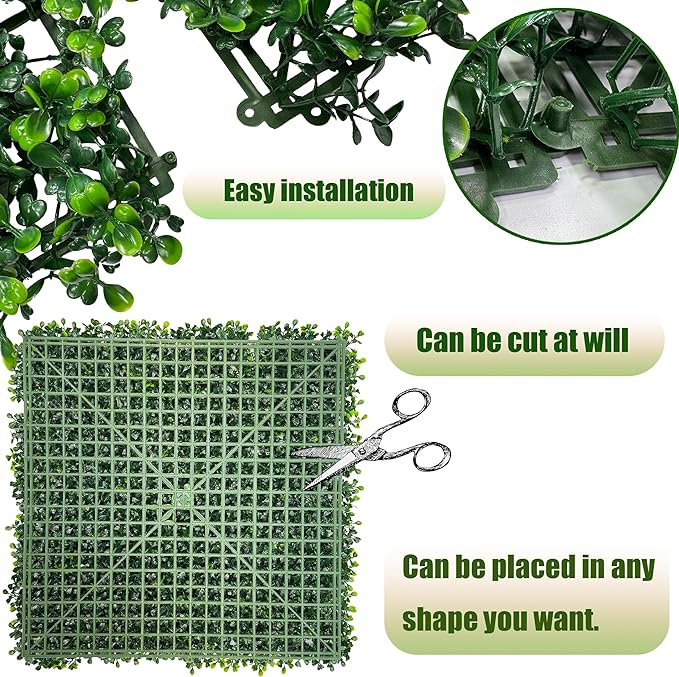 Artificial Boxwood Roll Panels: 60"x 140" UV-Anti Faux Ivy Leaves Grass Wall - Image 4