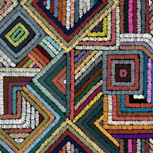 Retro Textured Peel and Stick Wallpaper Geometric Patchwork color Mosaic by HomKihapaiWallpaper
