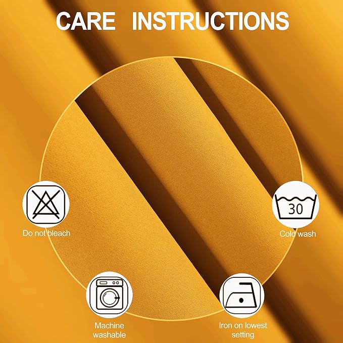 LEMOMO Yellow Blackout Curtains 40 x 63 Inch Length/Set of 2 Curtain - Image 4