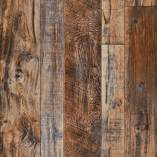WENMER 17.71" x 1181" Brown Wood Wallpaper Peel and Stick Wallpaper Shiplap by WENMER