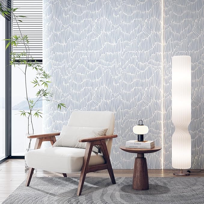 Theper Blue Striped Modern Wallpaper Peel and Stick Wallpaper Boho 17.3"×590" - Image 2