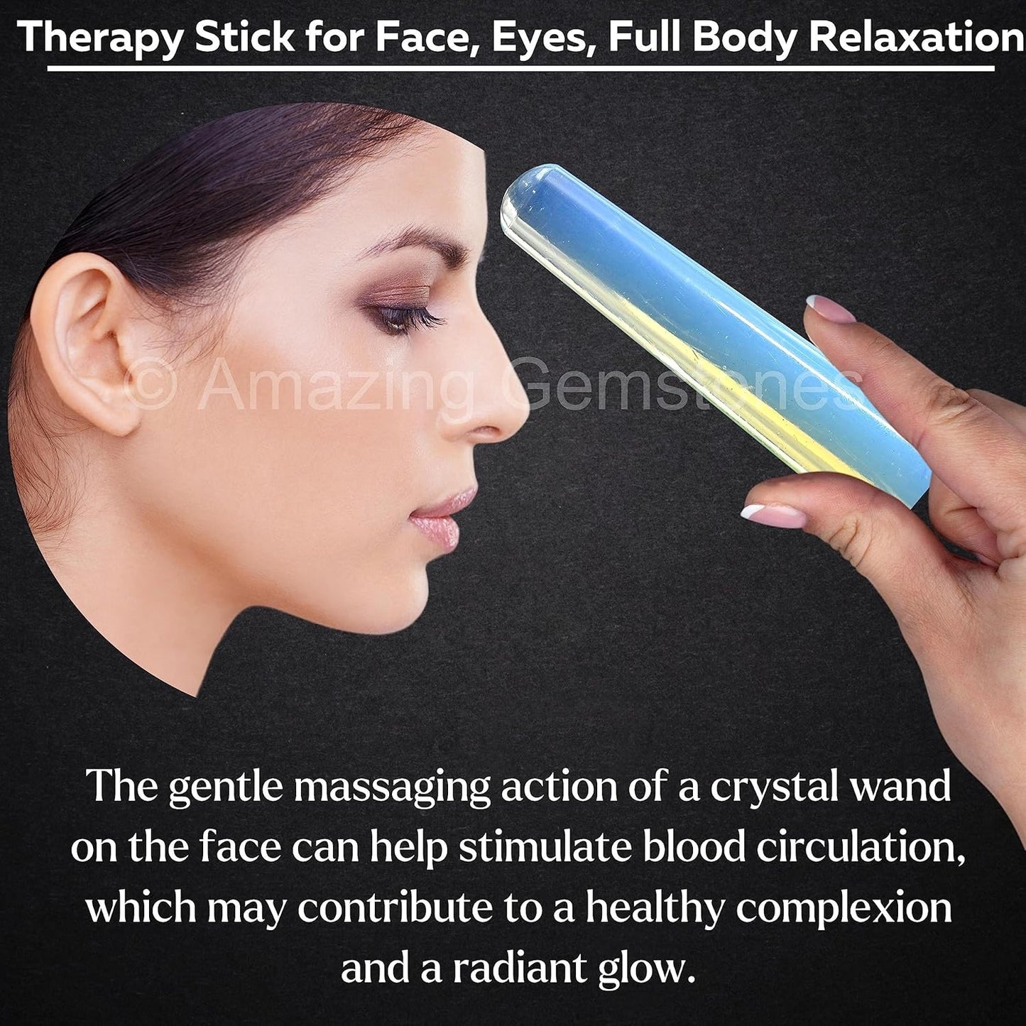 Amazing Gemstone Opalite Crystal Wand Massage Stick - Pelvic Wand Gua Sha for Adults - Crystals and Healing Stones Massage Wands for Adults Gifts (Smooth)