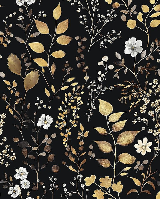 Laatse Boho Wallpaper Peel and Stick Dark Floral Wallpaper 17.5in x118in by Laatse