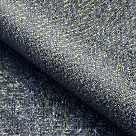 FunStick 24"x200" Dark Blue and Gold Grasscloth Peel and Stick Wallpaper by FunStick