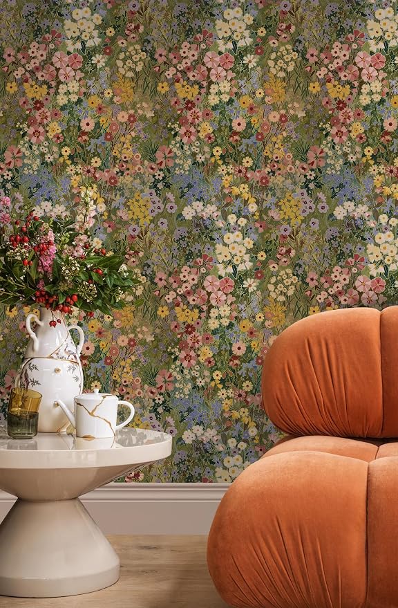 Floral Wallpaper Peel and Stick Boho Wall Paper Removable Waterproof Green - Image 6