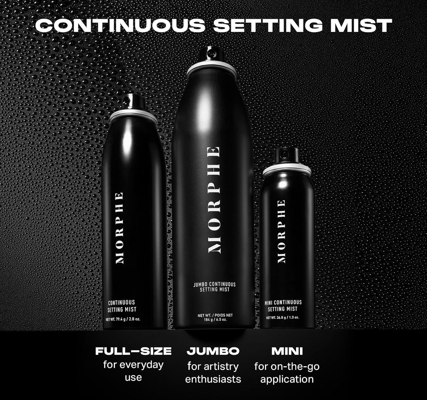 Morphe Continuous Setting Mist - Micro-Fine Makeup Setting Spray with a Natural Radiant Finish - Helps Makeup Resist Caking or Fading & Increases Wear of Foundation (3 Count, 2.8 fl oz)
