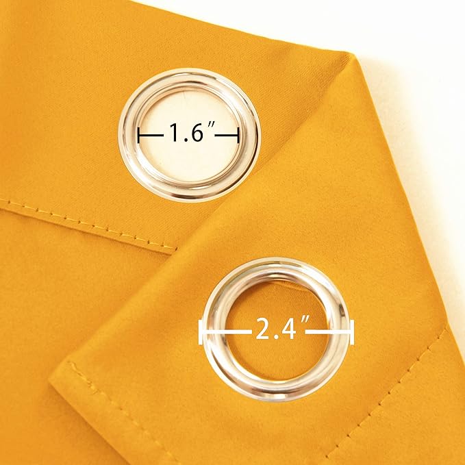 LEMOMO Yellow Blackout Curtains 40 x 63 Inch Length/Set of 2 Curtain - Image 6