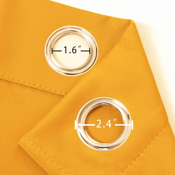 LEMOMO Yellow Blackout Curtains 66 x 63 Inch Length/Set of 2 Curtain - Image 6