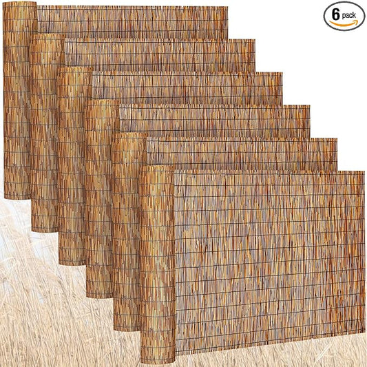 Barydat 6 Pcs 4 x 16.4 ft Reed Fence Roll, 85% Shade Bamboo Privacy Screen by home