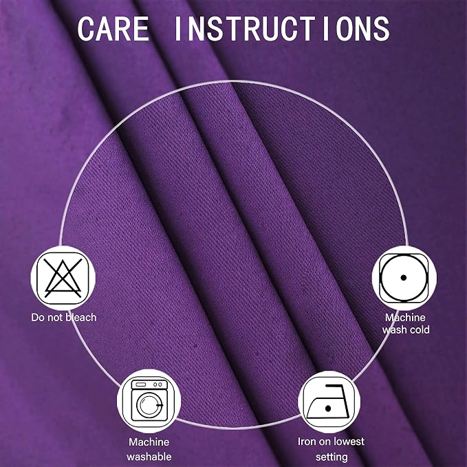 LEMOMO Purple Blackout Curtains 34 x 63 Inch Length/Set of 2 Curtain - Image 4