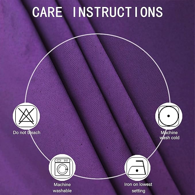 LEMOMO Purple Blackout Curtains 34 x 54 Inch Length/Set of 2 Curtain - Image 4
