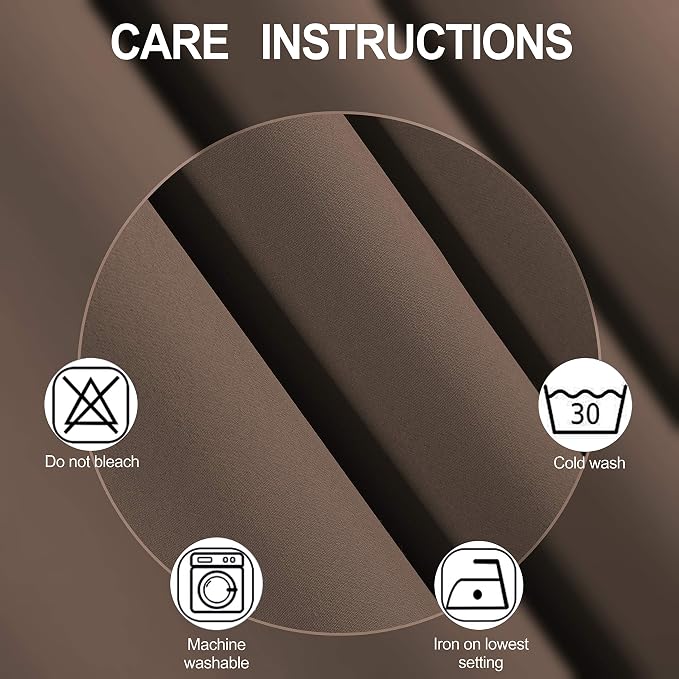 LEMOMO Blackout Curtains 52 x 45 inch/Chocolate Brown Curtains Set of 2 - Image 4