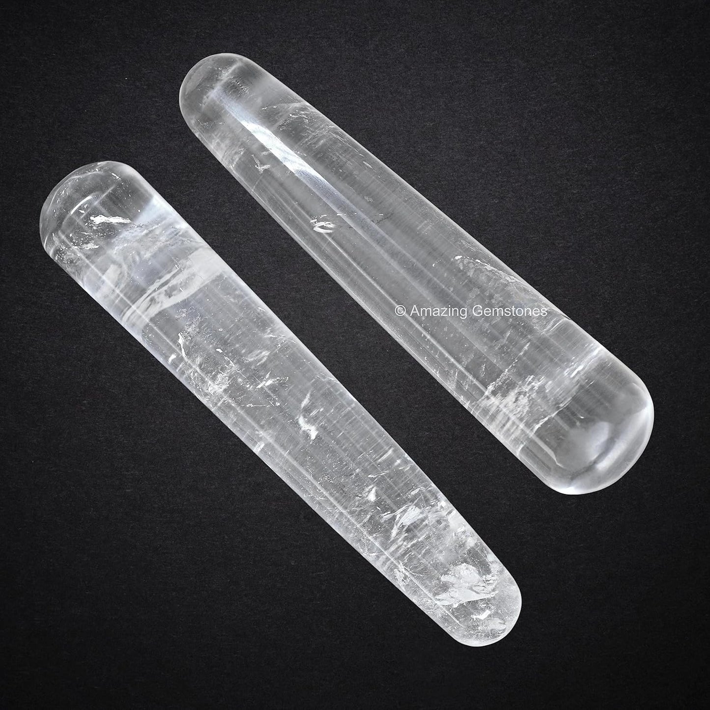 Amazing Gemstone Clear Quartz Crystal Wand Massage Stick - Pelvic Wand Gua Sha for Adults - Crystals and Healing Stones Massage Wands for Adults Gifts (Smooth)