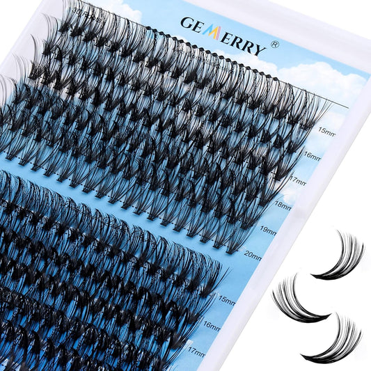 Individual Lashes 240pcs Large Tray 0.07mm 30P+40P D Curl Mix 15-20mm Lash Clusters Soft&Fluffy Cluster Lashes Mink Lash Extension Clusters Mixed Tray False Eyelashes By GEMERRY