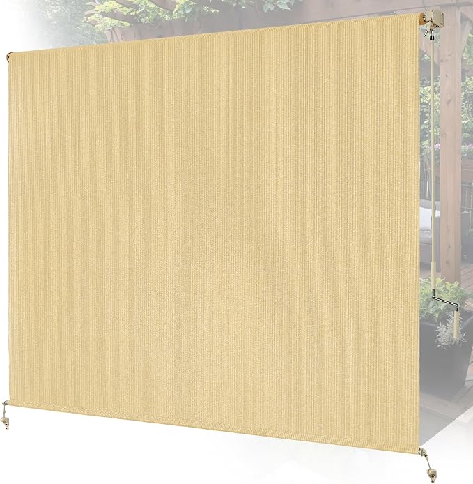 10'W x 8'H Sesame Outdoor Roller Shade by Unknown