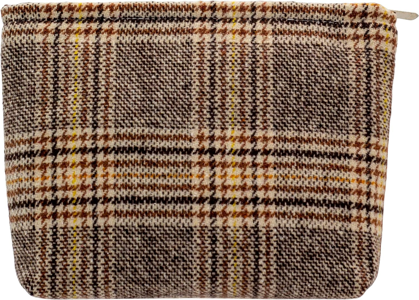 Makeup Bags for Purse Zipper Cosmetic Pouch Large Travel Canvas Make Up Organizer Tool Pouch for Women and Girls,Plaid Brown