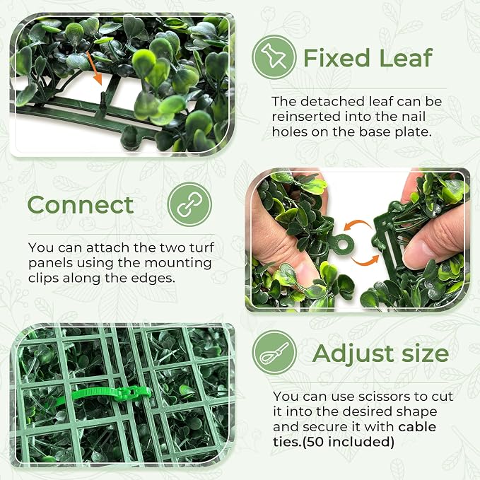 Artificial Boxwood Backdrop Roll: 80"x120" UV-Anti Greenery Faux Grass Hedge - Image 3