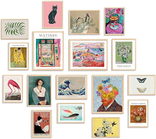 KBKBART Set of 17 Eclectic Wall Art Prints, Colorful Maximalist Wall Decor by KBKBART