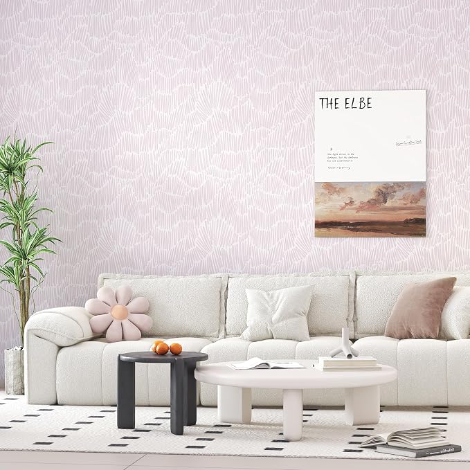 Theper Pink Striped Wallpaper Peel and Stick Wallpaper Boho 17.3"×78.8" Simple - Image 2