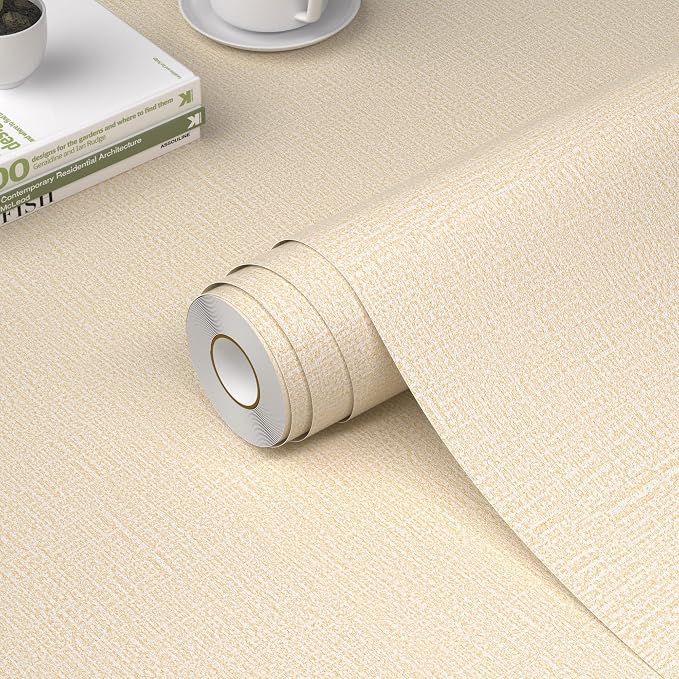 WADILE Grasscloth Peel and Stick Wallpaper 23.6in x 472in, Textured Contact by WADILE
