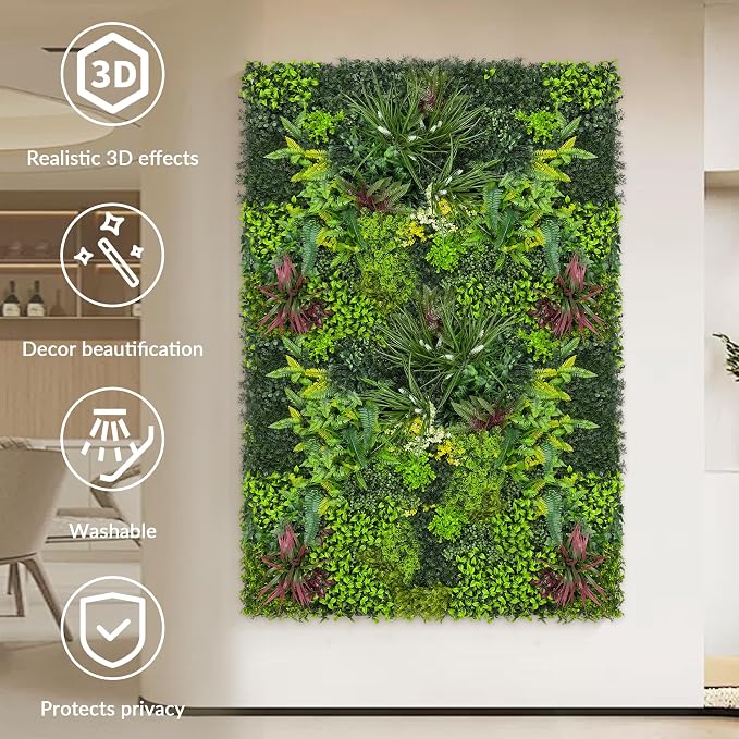 Artificial Plant Wall Boxwood Roll: 48"x120" UV Resistant Green Leaves Faux - Image 3