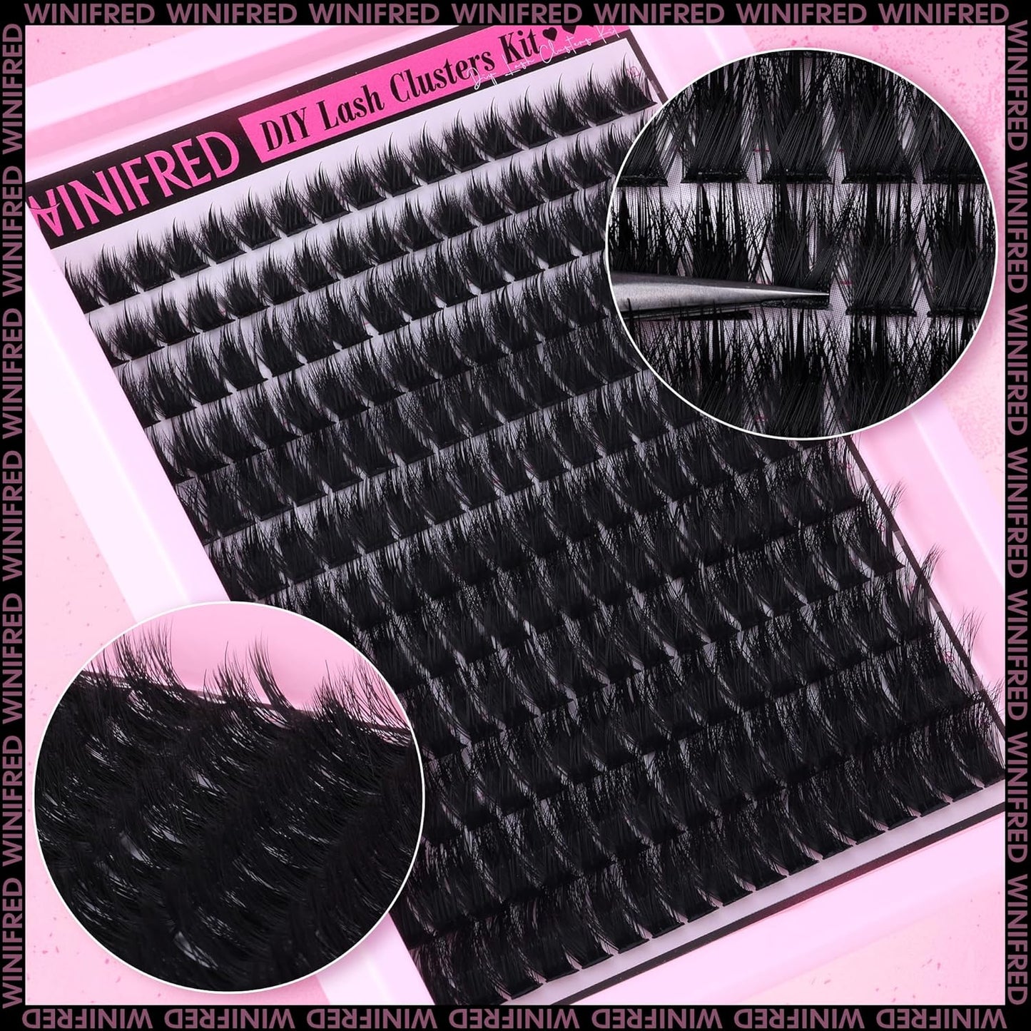 Winifred Fairy Lash Clusters Kit Eyelash Extension Kit Fluffy Lash Clusters 10-18mm D Curly Cluster Eyelash Extensions Volume Wispy Lash Extension Kit Spiky Individual Lashes Kit Lash Bond and Seal