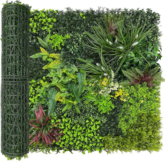 Artificial Plant Wall Boxwood Roll: 40"x120" UV Resistant Green Leaves Faux by DOPGIB