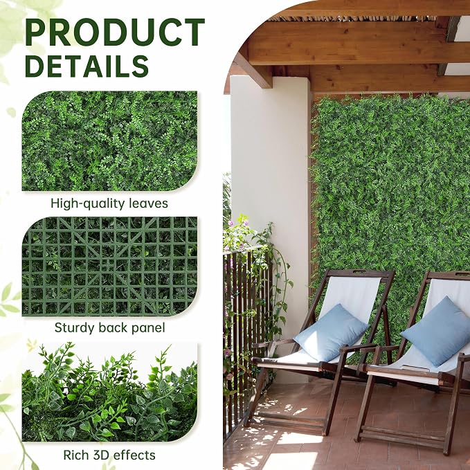 Artificial Green Wall Panels: 6FTx12FT Boxwood Hedge Green Wall Decor Backdrop - Image 3