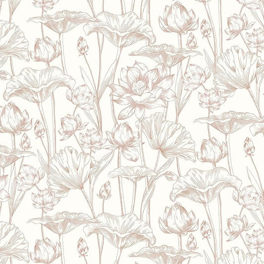 Timeet Floral Peel and Stick Wallpaper White and Pink Vintage Contact Paper 16" by Timeet