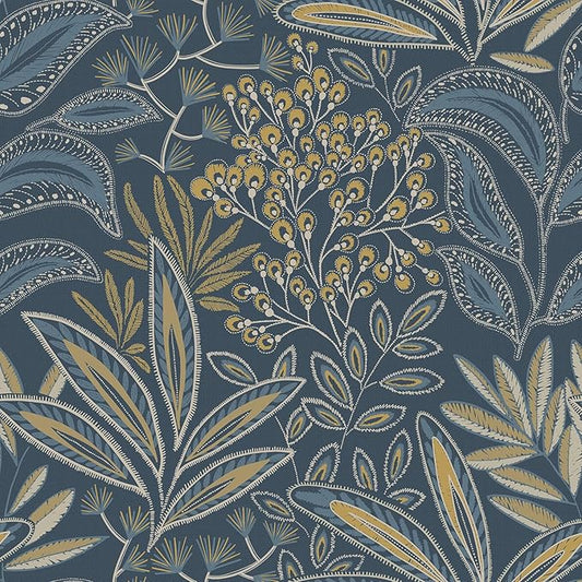 Safiyya Blue Vintage Floral Wallpaper Peel and Stick Contact Paper 17.3" x 197" by SAFIYYA