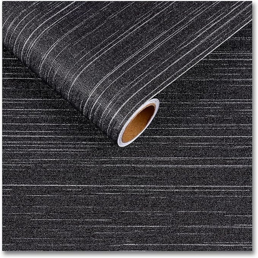CRE8TIVE Black Grasscloth Peel and Stick Wallpaper Textured Woven Linen Fabric by CRE8TIVE