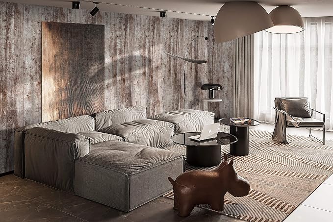 Dimoon 236"x17.7" Wood Stick and Peel Wallpaper Dark Grey Brown Wood Contact - Image 6